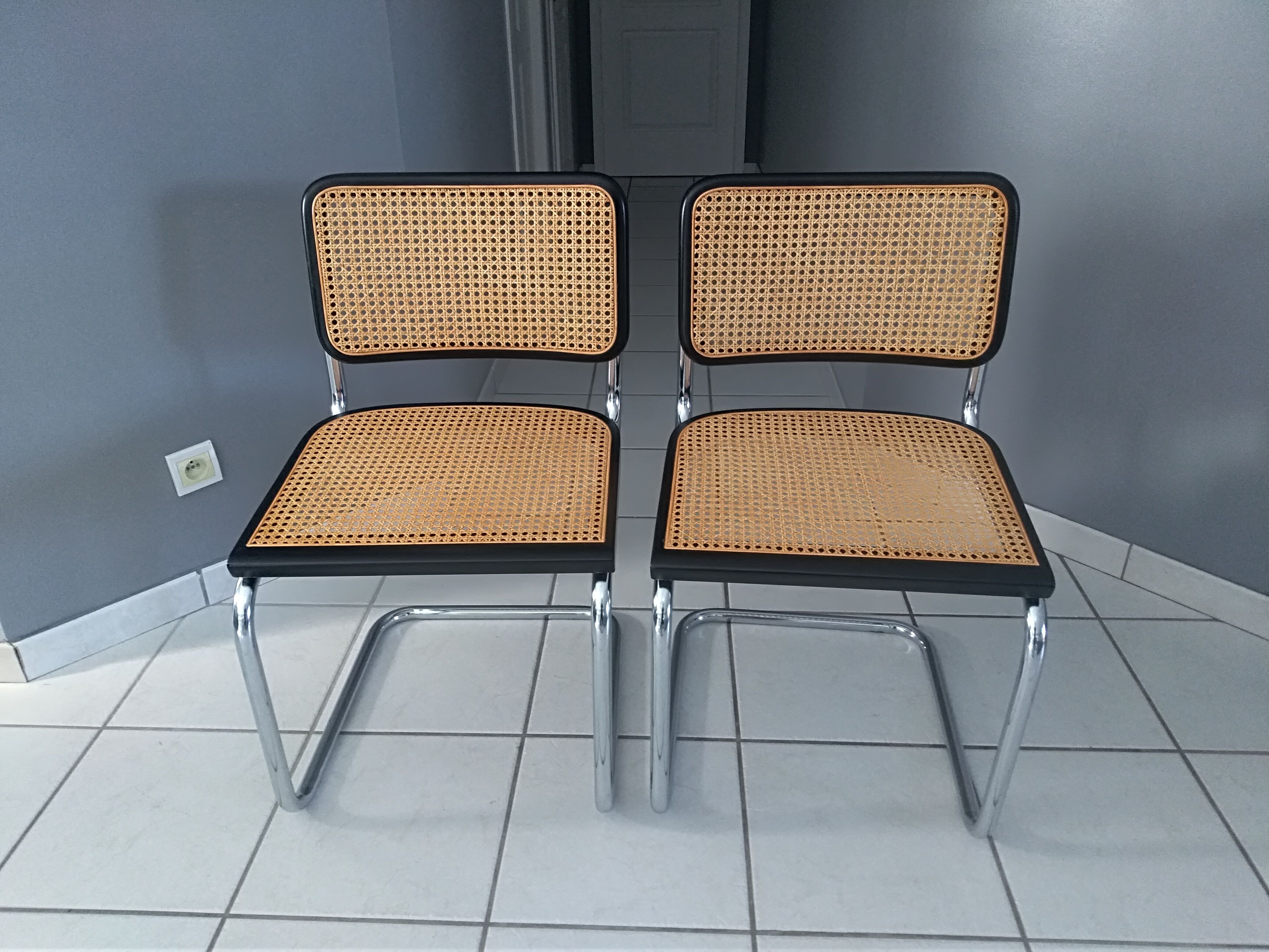 Suite of 4 chairs Cesca B32 by Marcel Breuer vintage year 1992