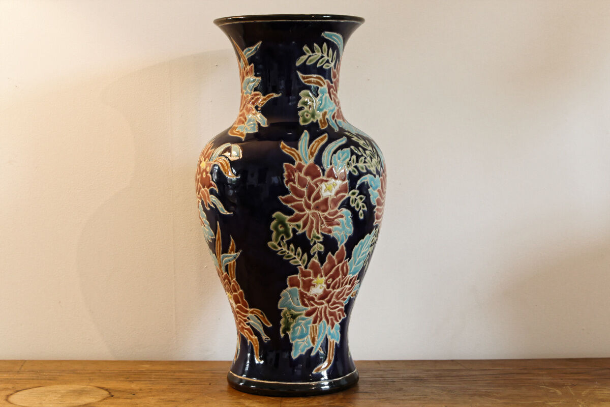 Enamelled ceramic flower vase