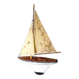 Borda wooden pond sailboat "Le Chat", navigable antique toy.