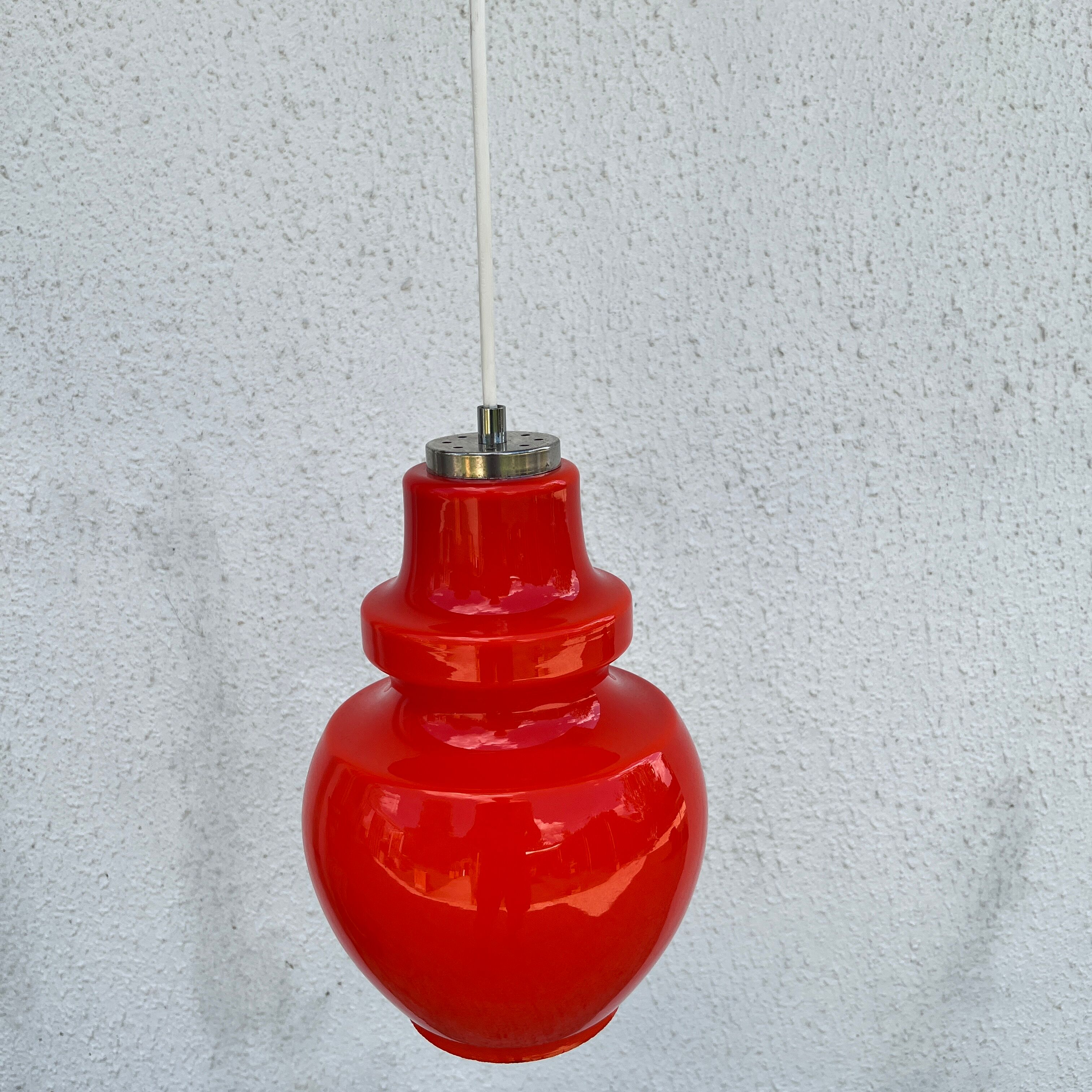 Orange opaline hanging lamp
