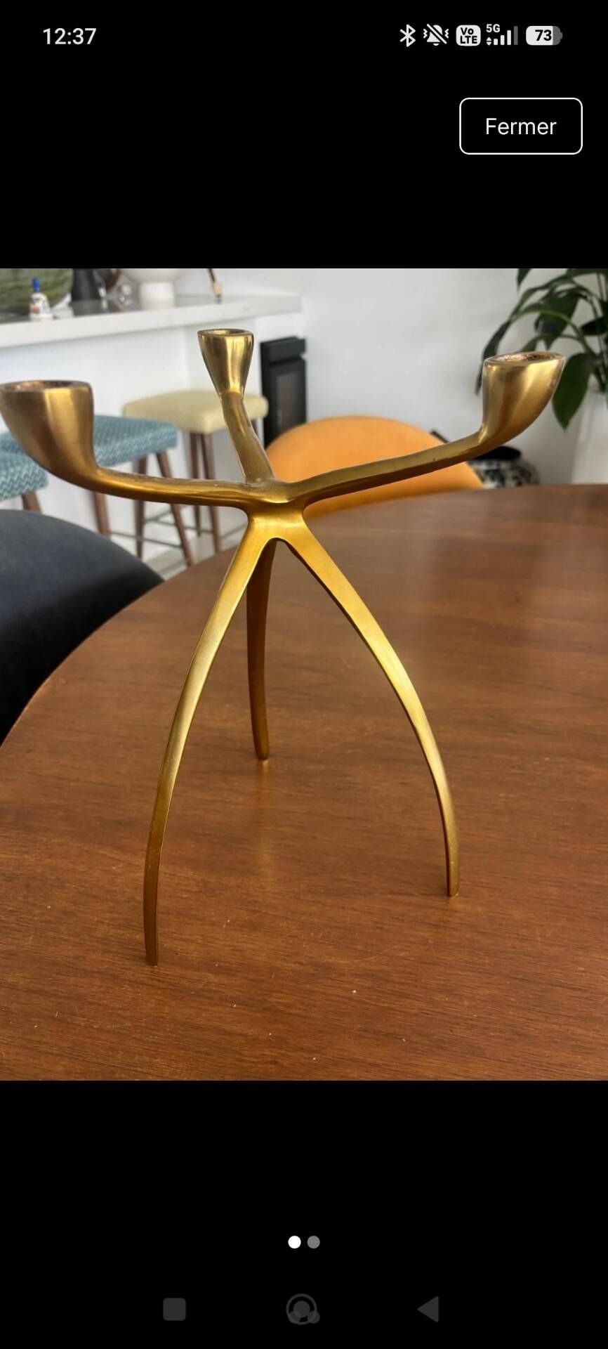Vintage 1970 "Spider" Tripod Chandelier from De Bijenkorf - Gold Space Age