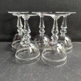 5 verres en cristal léger soufflé, taillé et guilloché