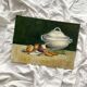 Peinture ancienne sur carton entoilé "La Soupière" signée Anne Marie Beiruet