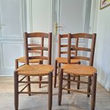 4 brutalist straw chairs