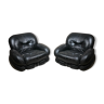 Paire de fauteuils en cuir noir d'Adriano Piazzesi