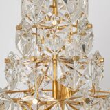 Chandelier, brass and crystal glass by Kinkeldey, Germany, 1970s.