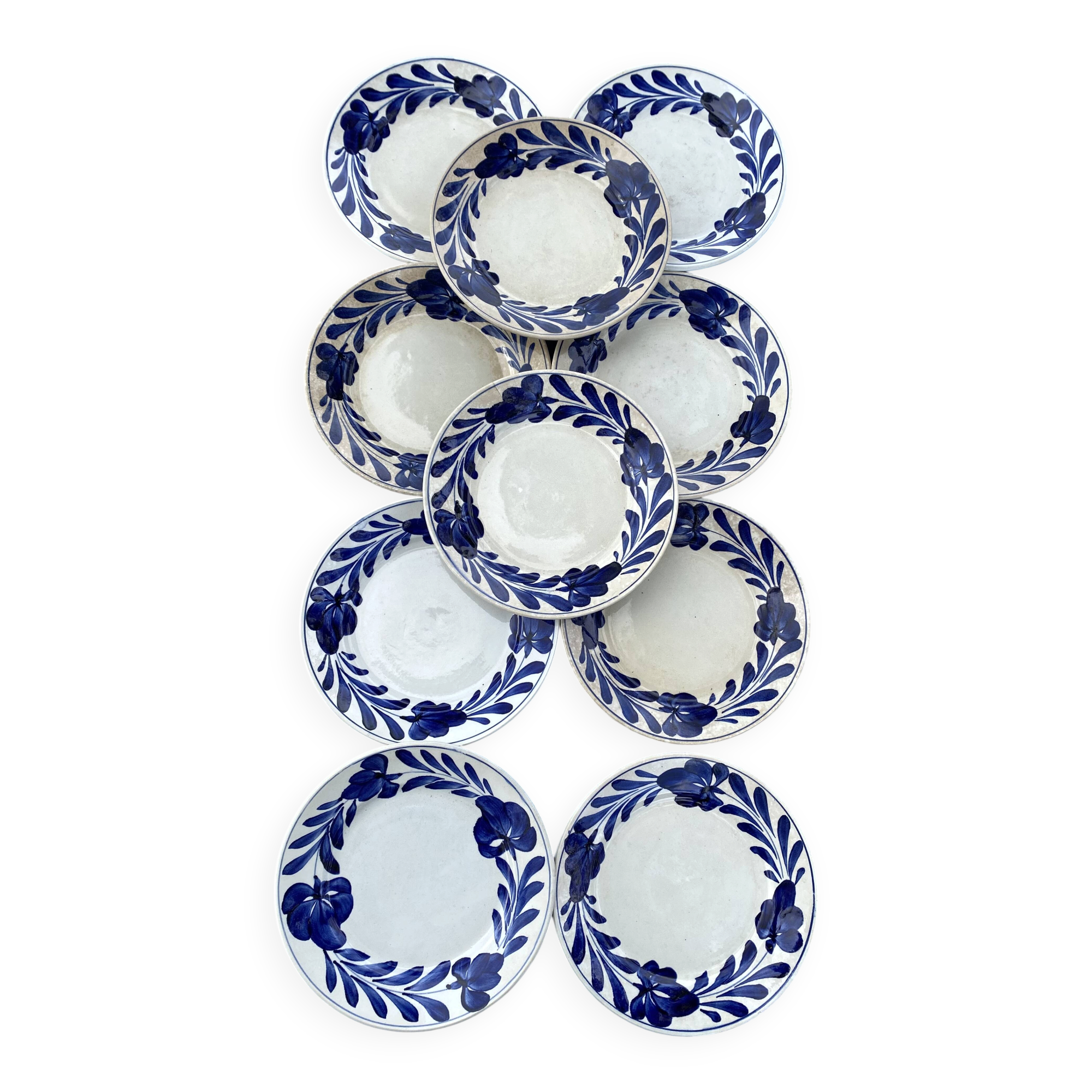 Cobalt blue floral deep plates from Lunéville.