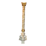 Italian Pedestal Column in White Lacquer and Gold Leaf