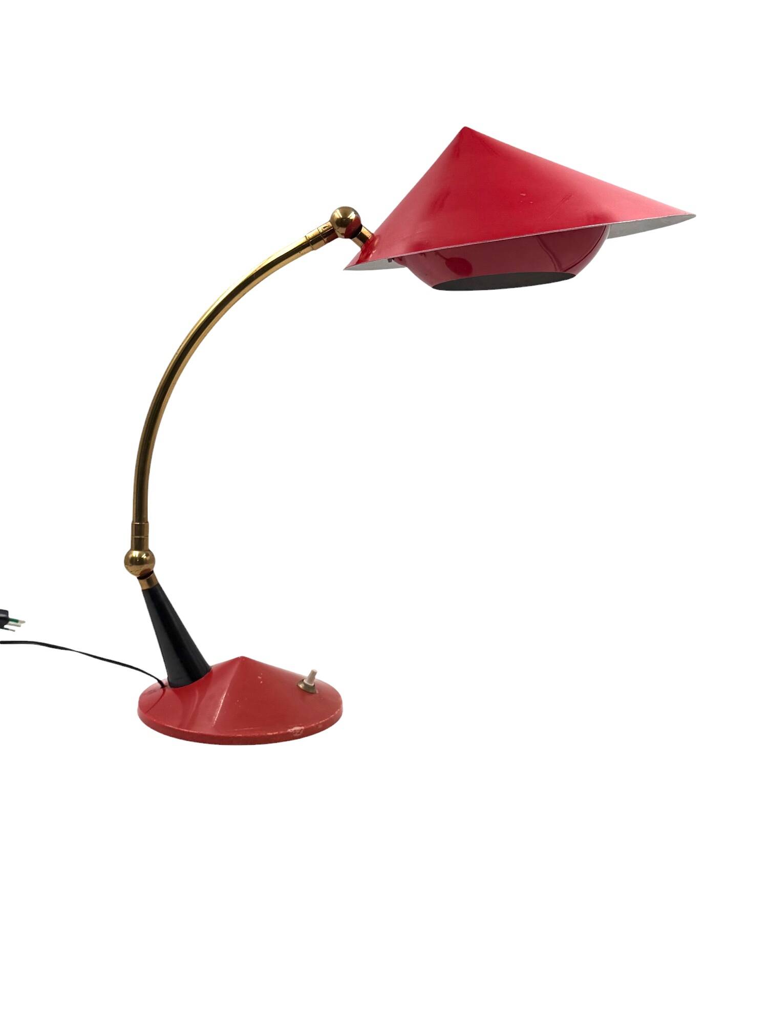 Mid century red desk Lamp, Stilux Milan Italy 1960 ca.