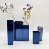 Modular metal vases – petrol blue, 1980s