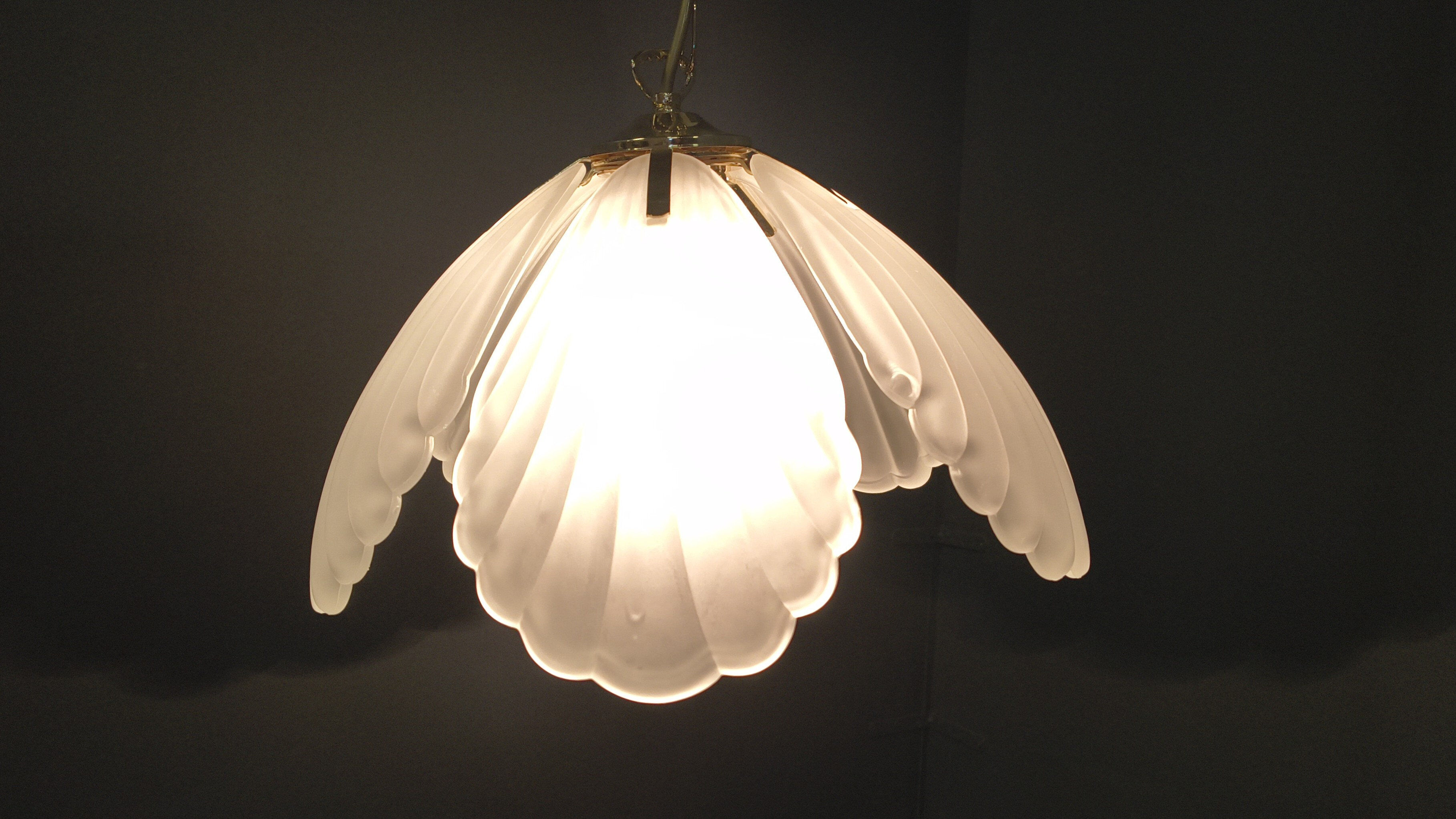Vintage Italian glass and brass chandelier, 1970s