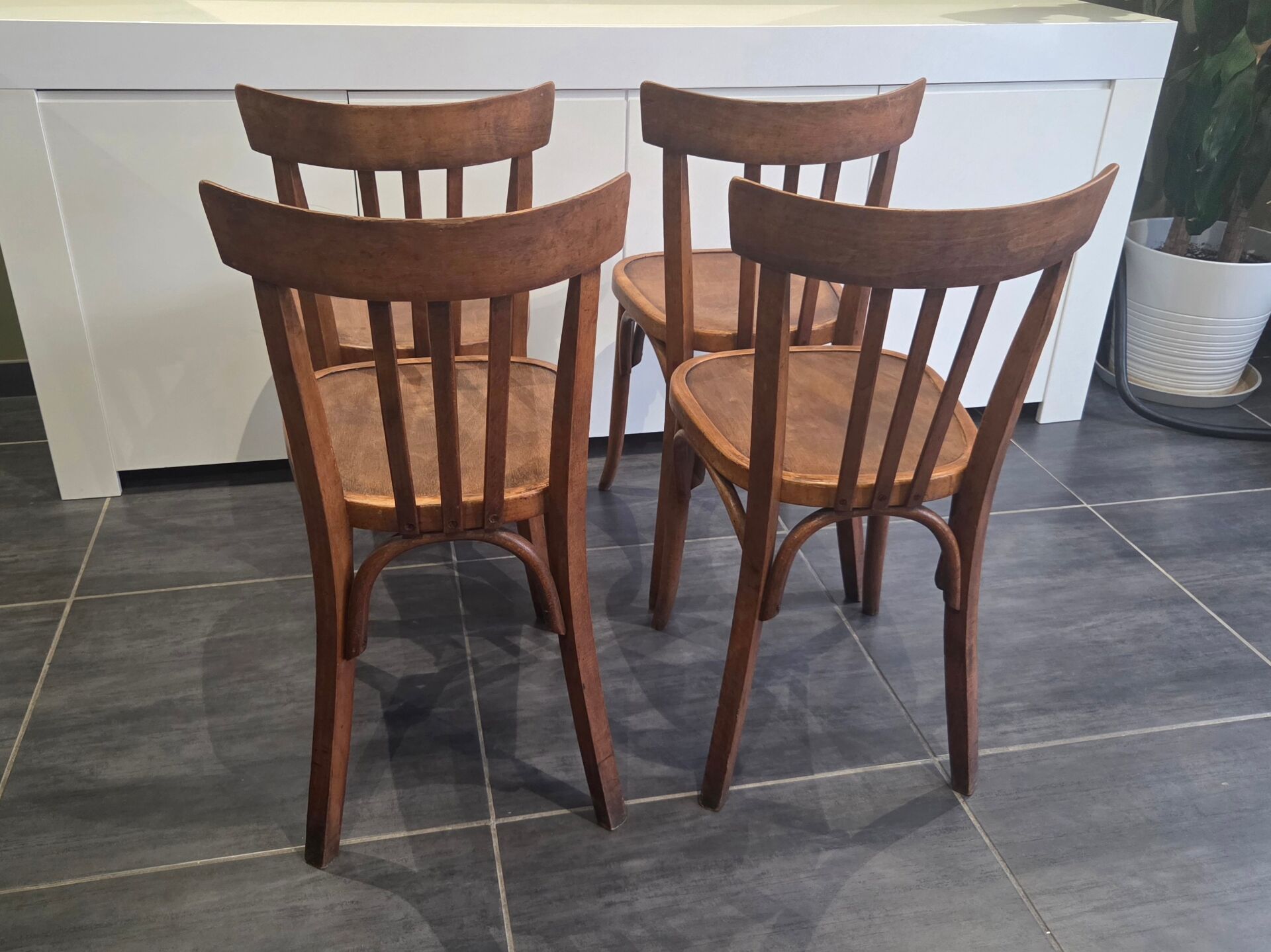 Lot de 4 chaises de bistrot Fischel vintage, années 1970