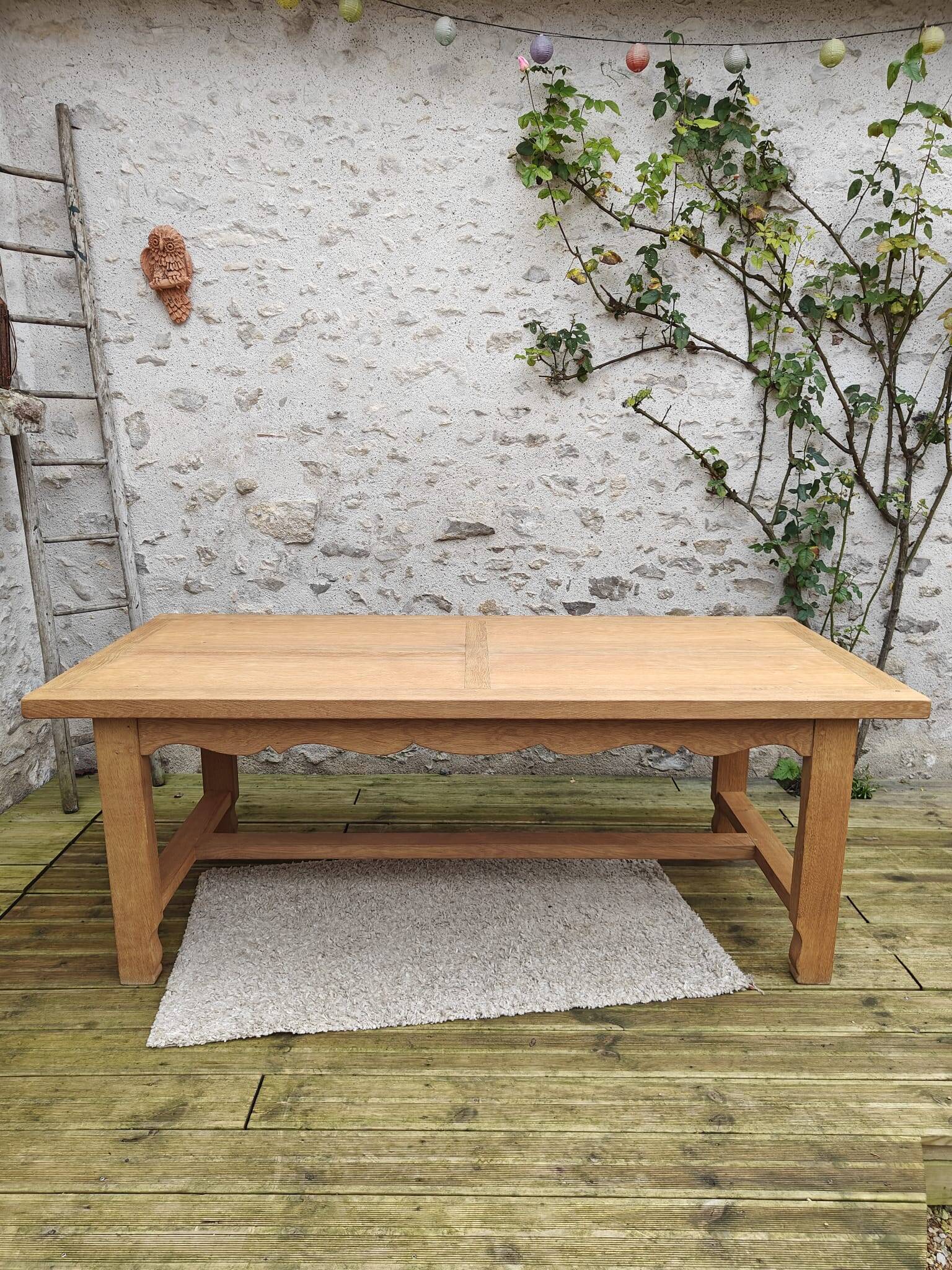 Oak farmhouse table stamped R Trotel
