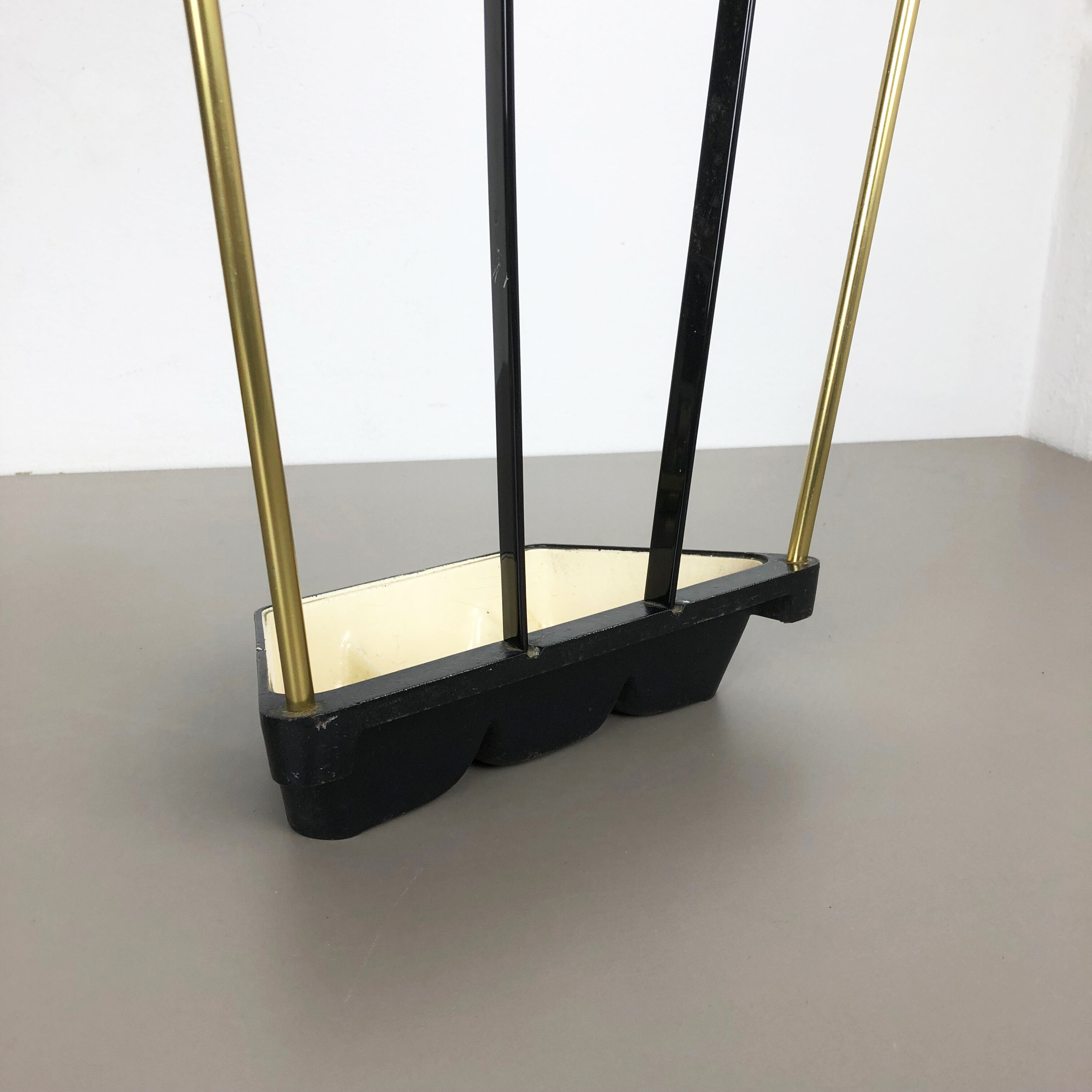 Original midcentury metal brass umbrella stand, Germany, 1950s