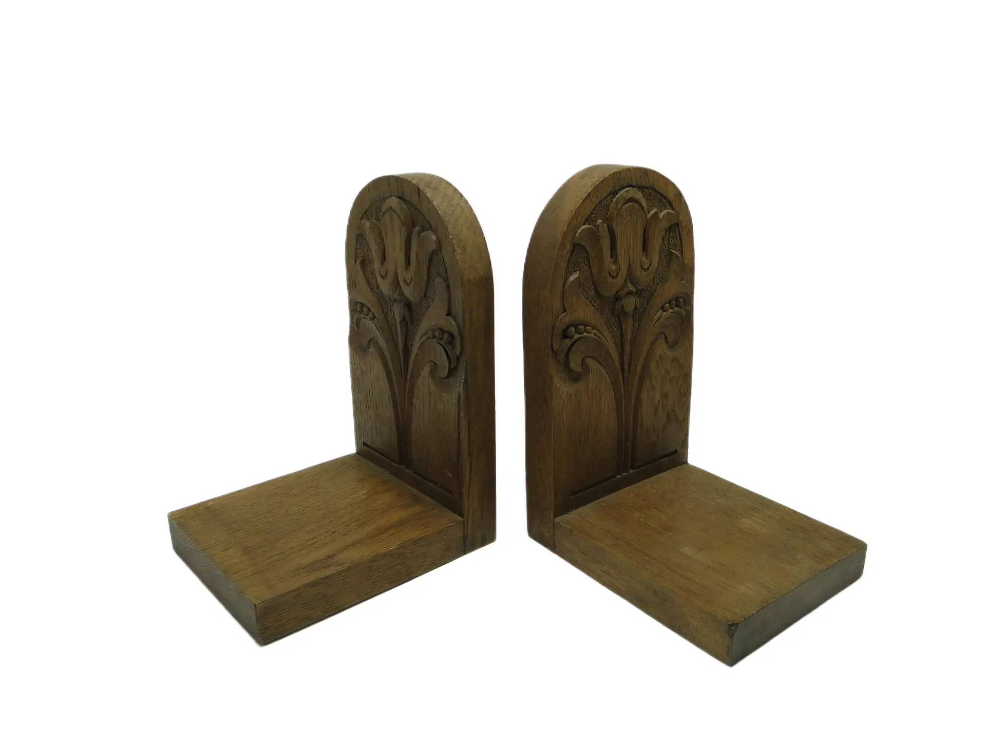 Pair of bookends, Art Nouveau, walnut, Austria, early 20th century