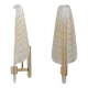 Pair of Murano Glass Leaf Wall Sconces with Gold Powder and Brass, Italy