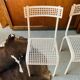Series of 3 perforated metal chairs
