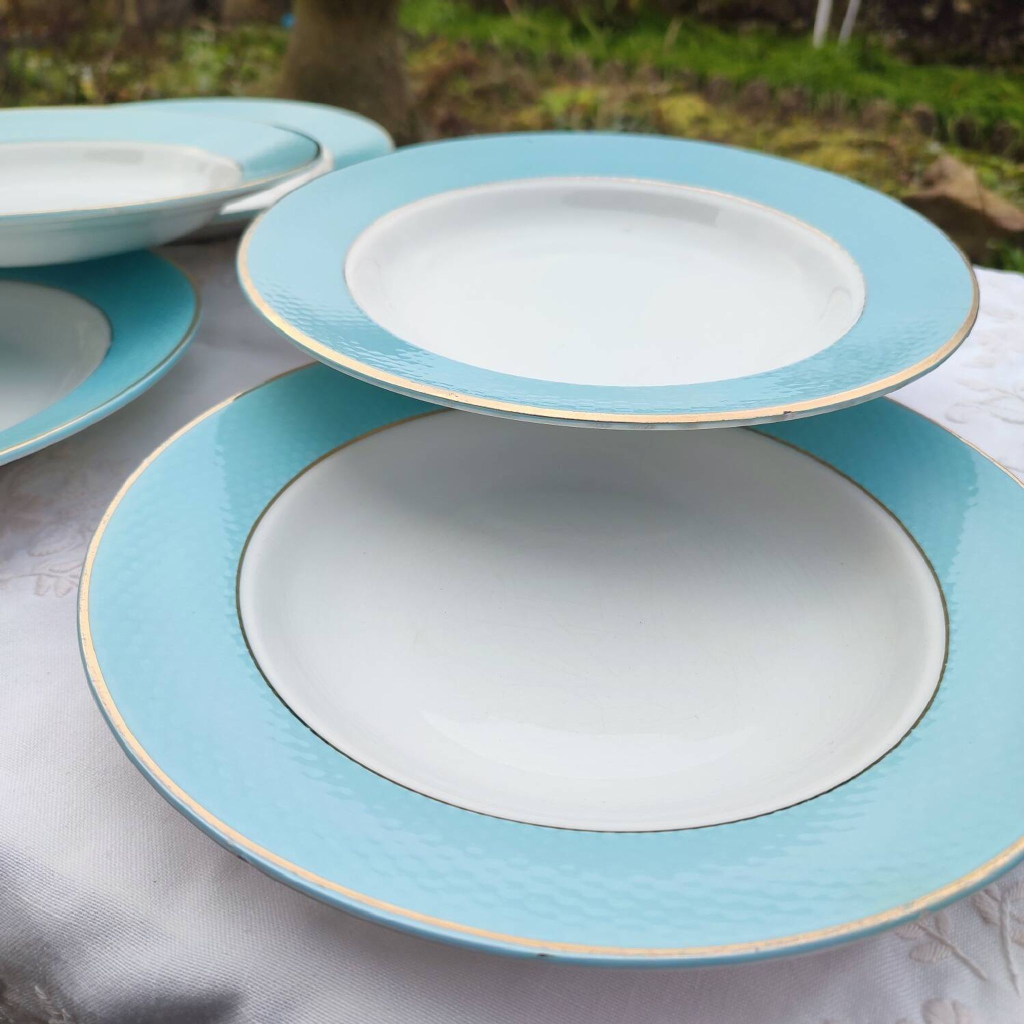 Set of 6 deep plates l'Amandinoise model Poreylor