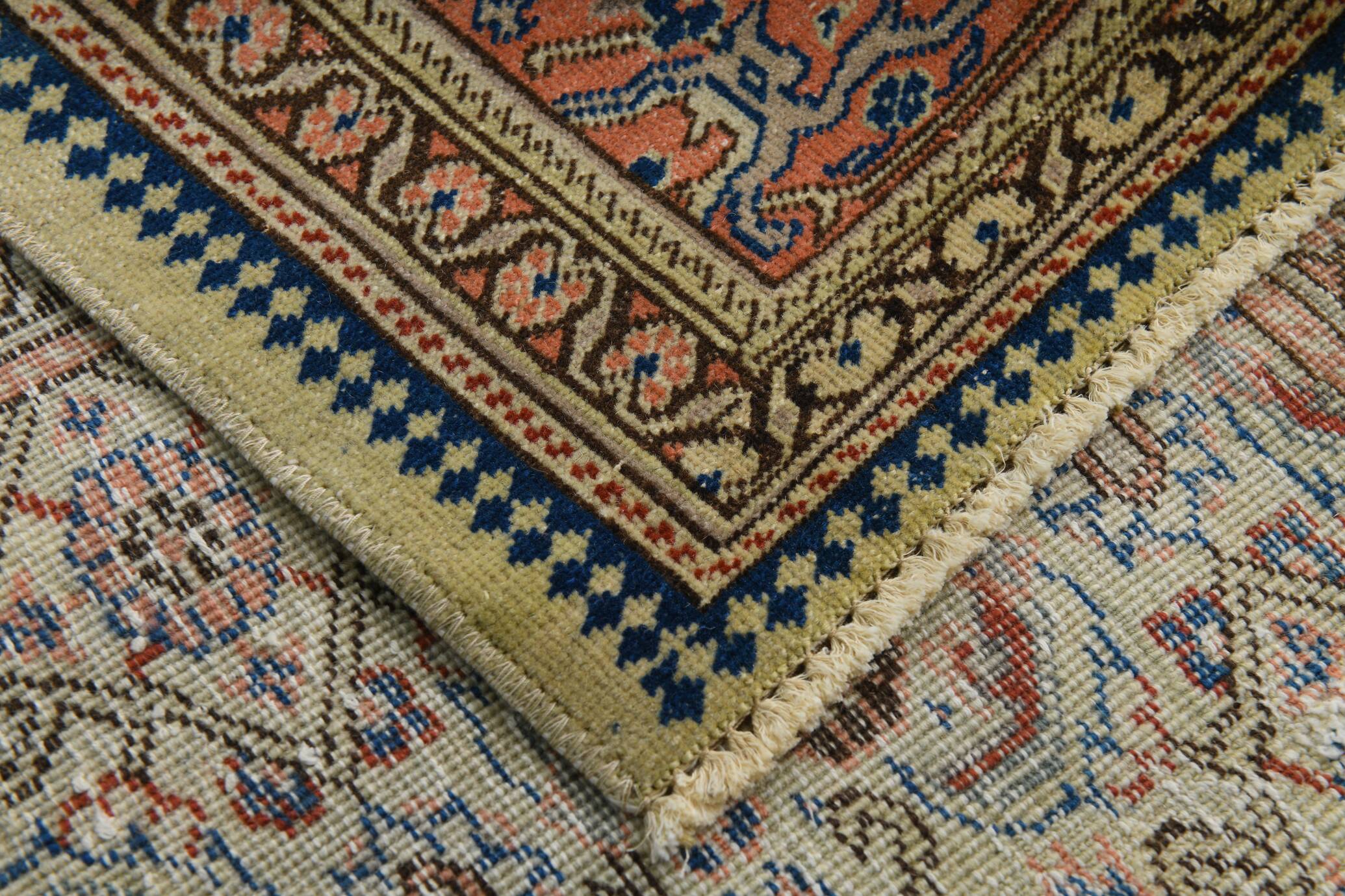8x11 Vintage Large Blue & Cream Persian Rug, 240x351Cm