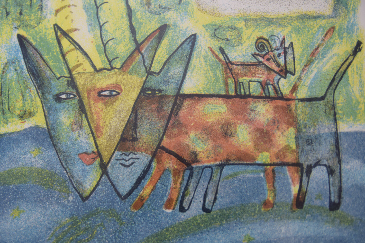 Aino Myllykangas, Heaven the dog, Color Lithograph, 1993