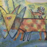 Aino Myllykangas, Heaven the dog, Color Lithograph, 1993