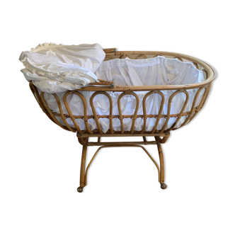 Vintage rattan cradle