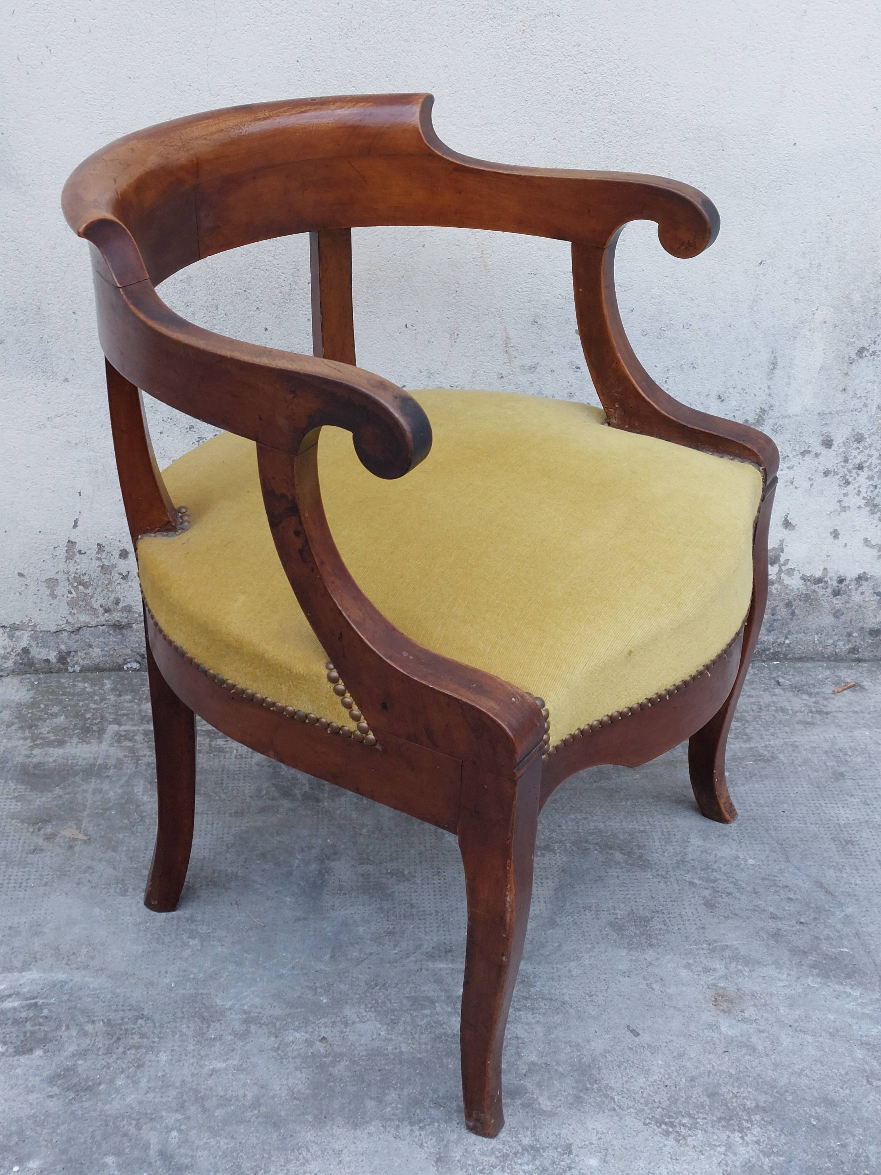 Louis Philippe office armchair in solid walnut