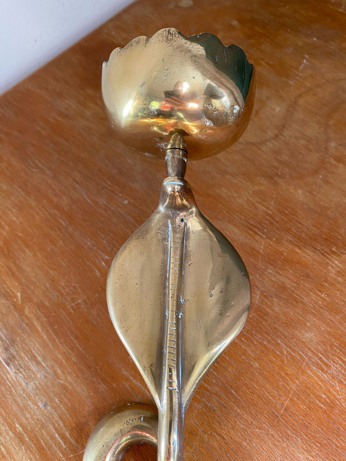 Large brass cobra wall candle holder