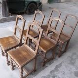 Set of 6 country chairs in solid oak