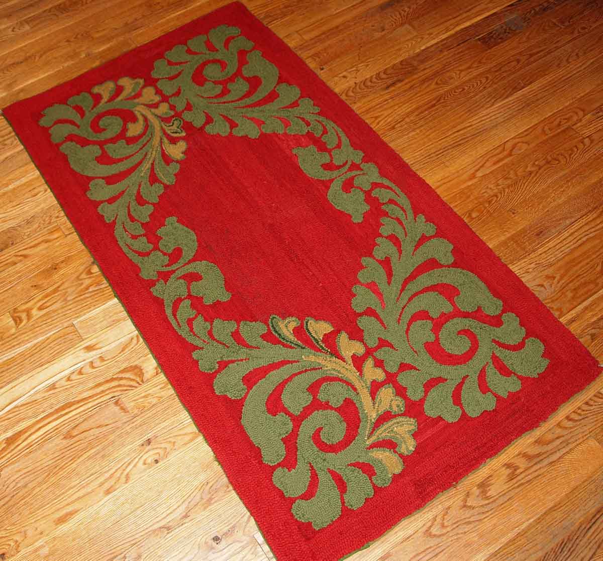 Old American carpet Hooked handmade 88cm x 152cm 1920