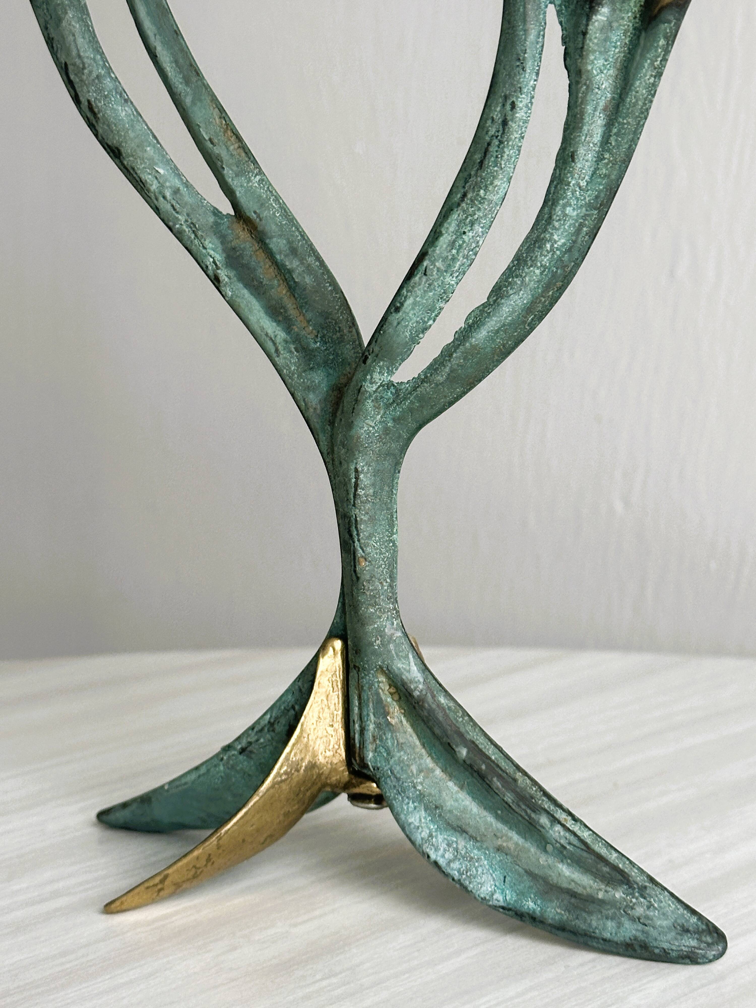 Two-branched metal candle holder