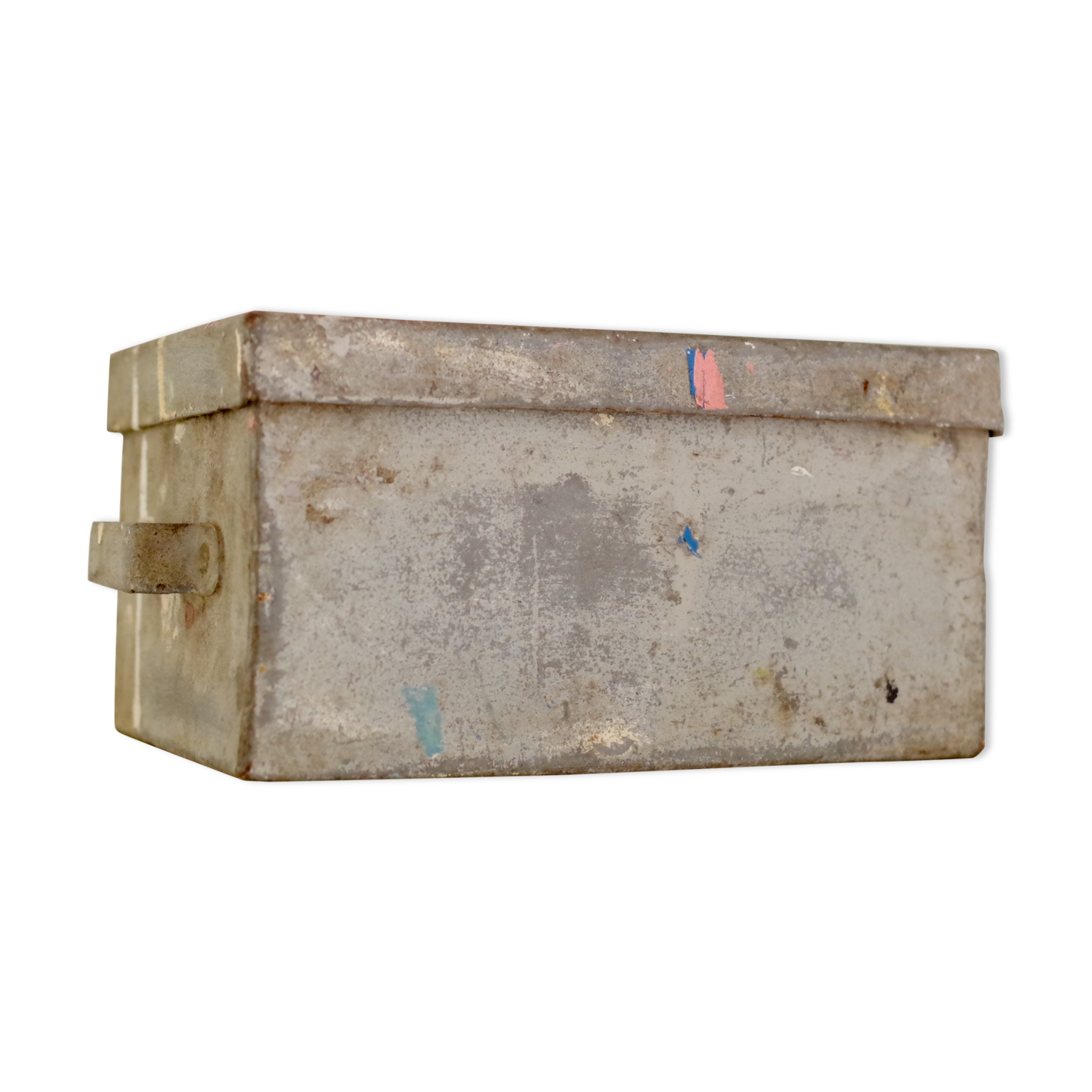 Small old white metal box