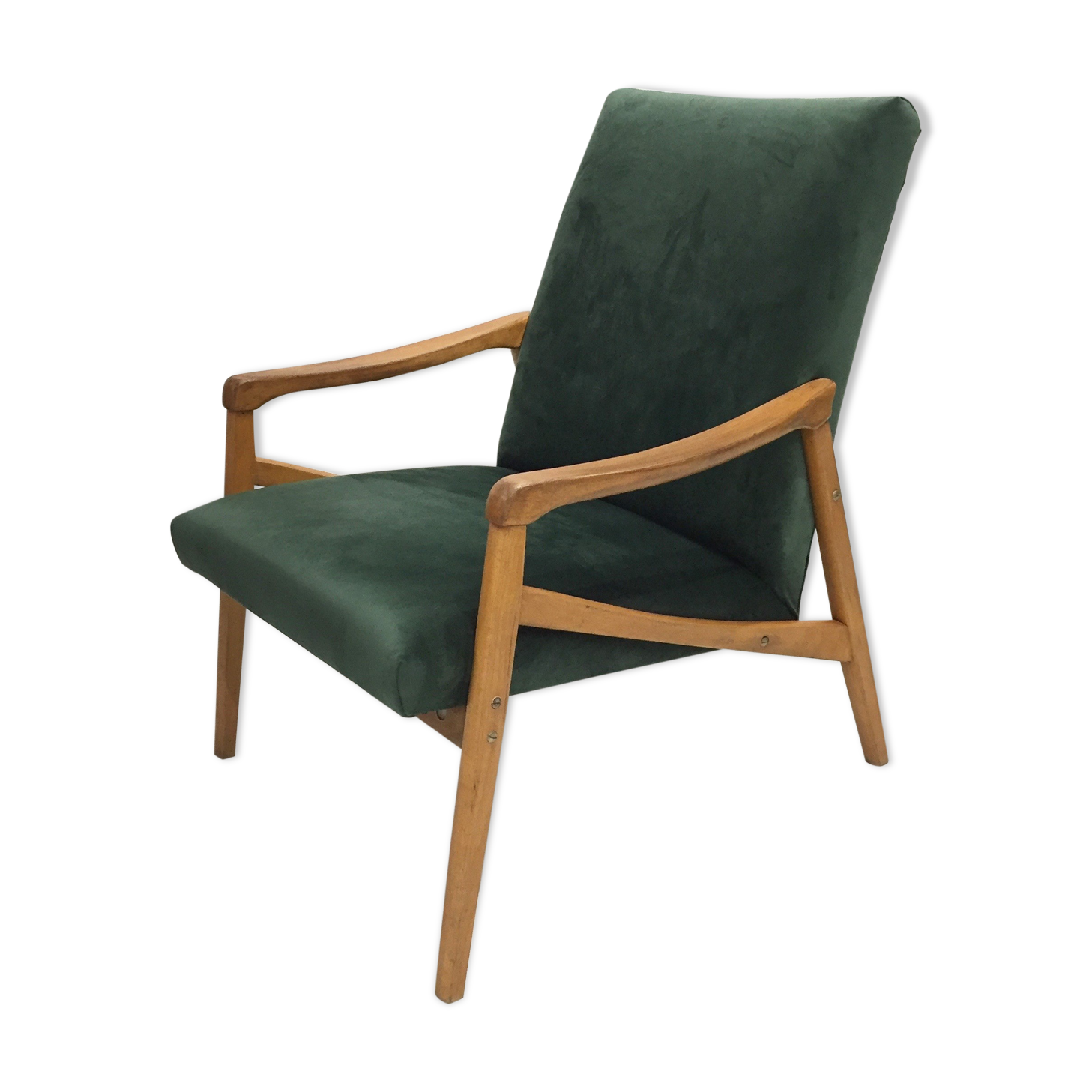 60s chair in green velvet