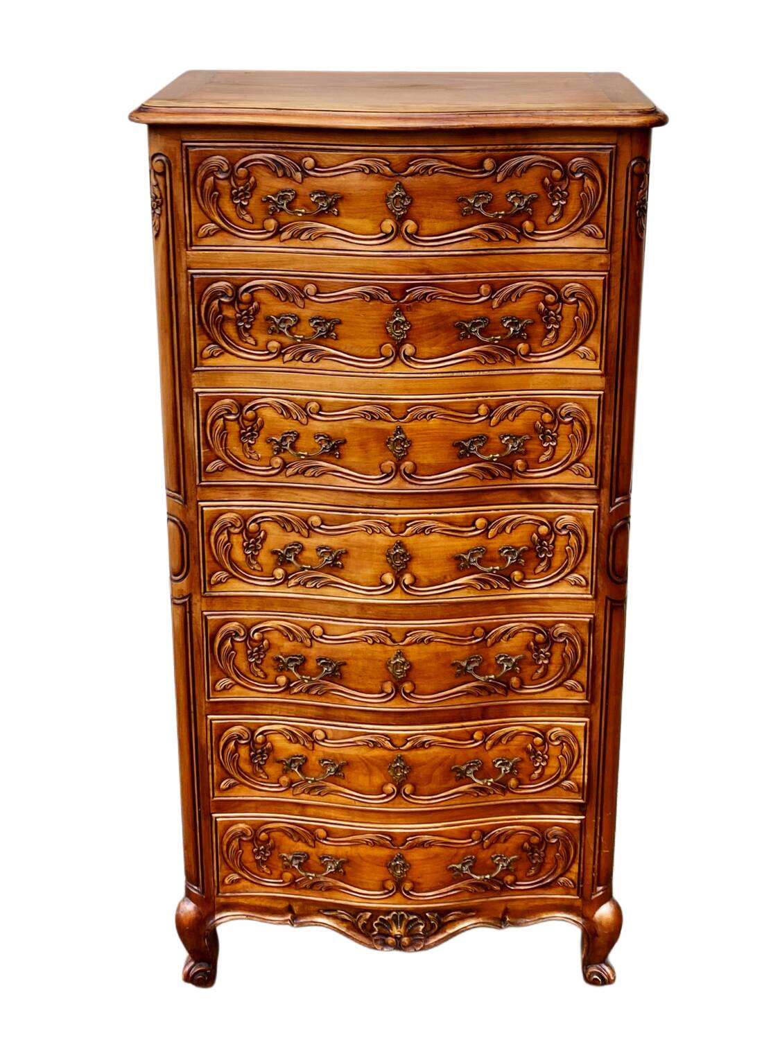 Semainier chiffonnier avec gravure style Louis XV à 7 tiroirs