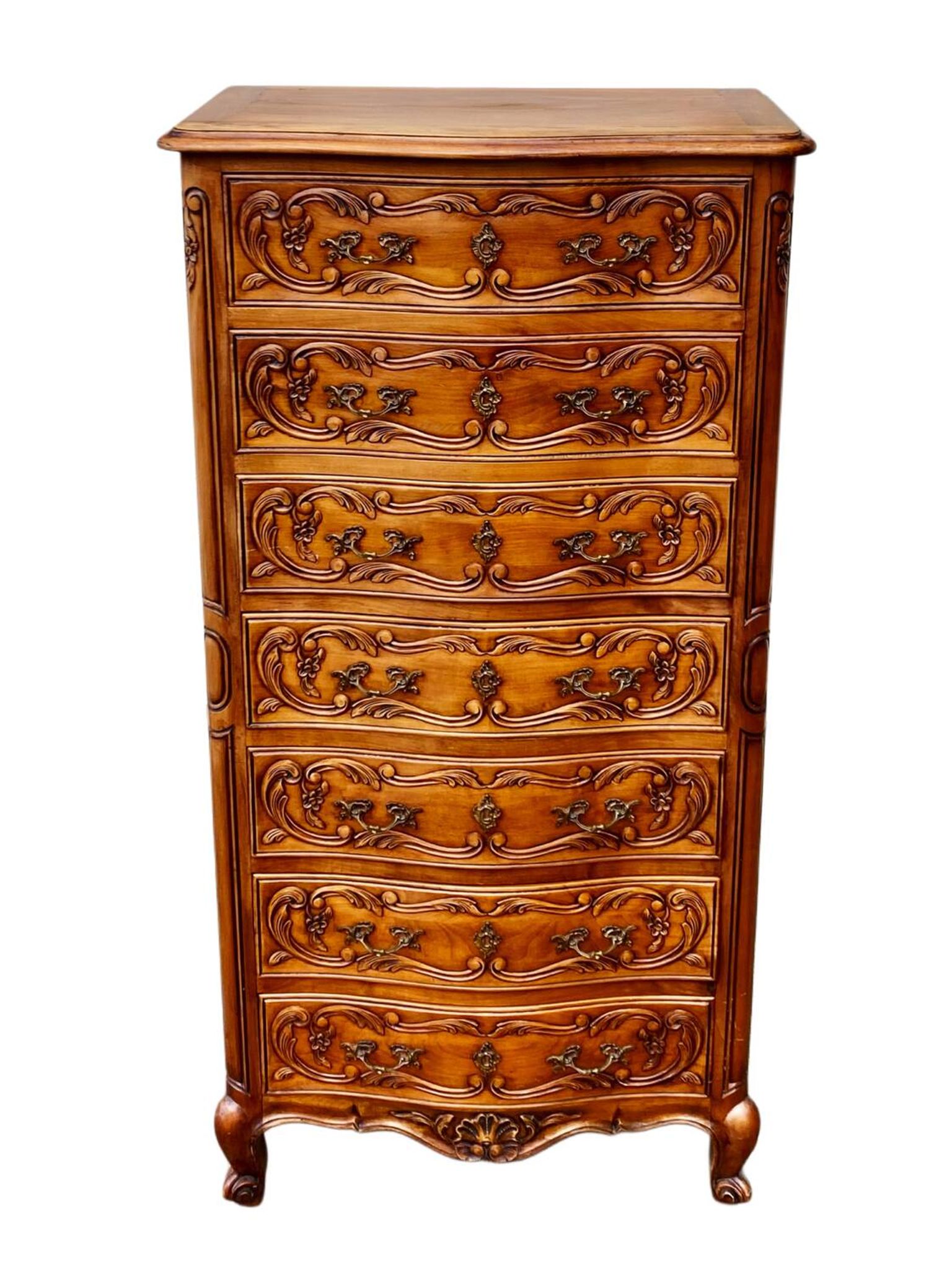 Semainier chiffonnier avec gravure style Louis XV à 7 tiroirs