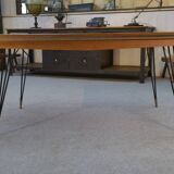 Oak table with cast iron and bronze legs, Italian design, 1960s