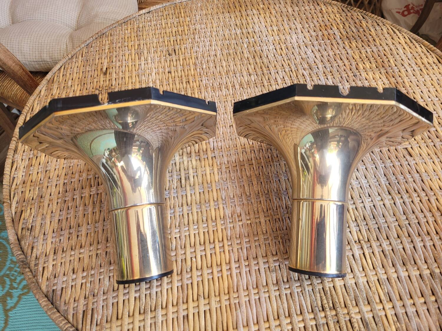 Paire d'appliques vintage dorées italiennes