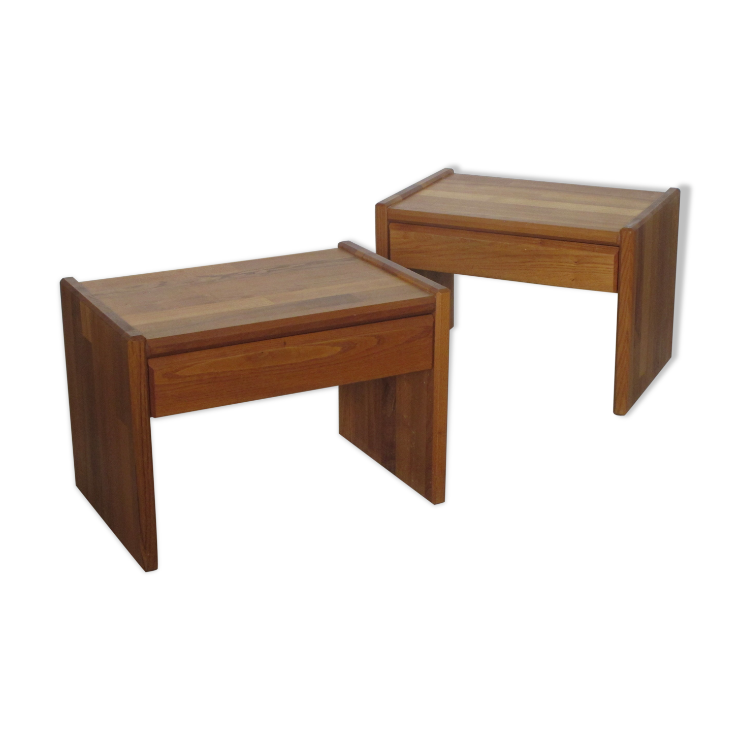 Pair of bedside tables, Seltz house, 1970s, solid elm