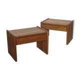 Pair of bedside tables, Seltz house, 1970s, solid elm