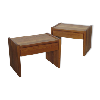 Pair of bedside tables, Seltz house, 1970s, solid elm