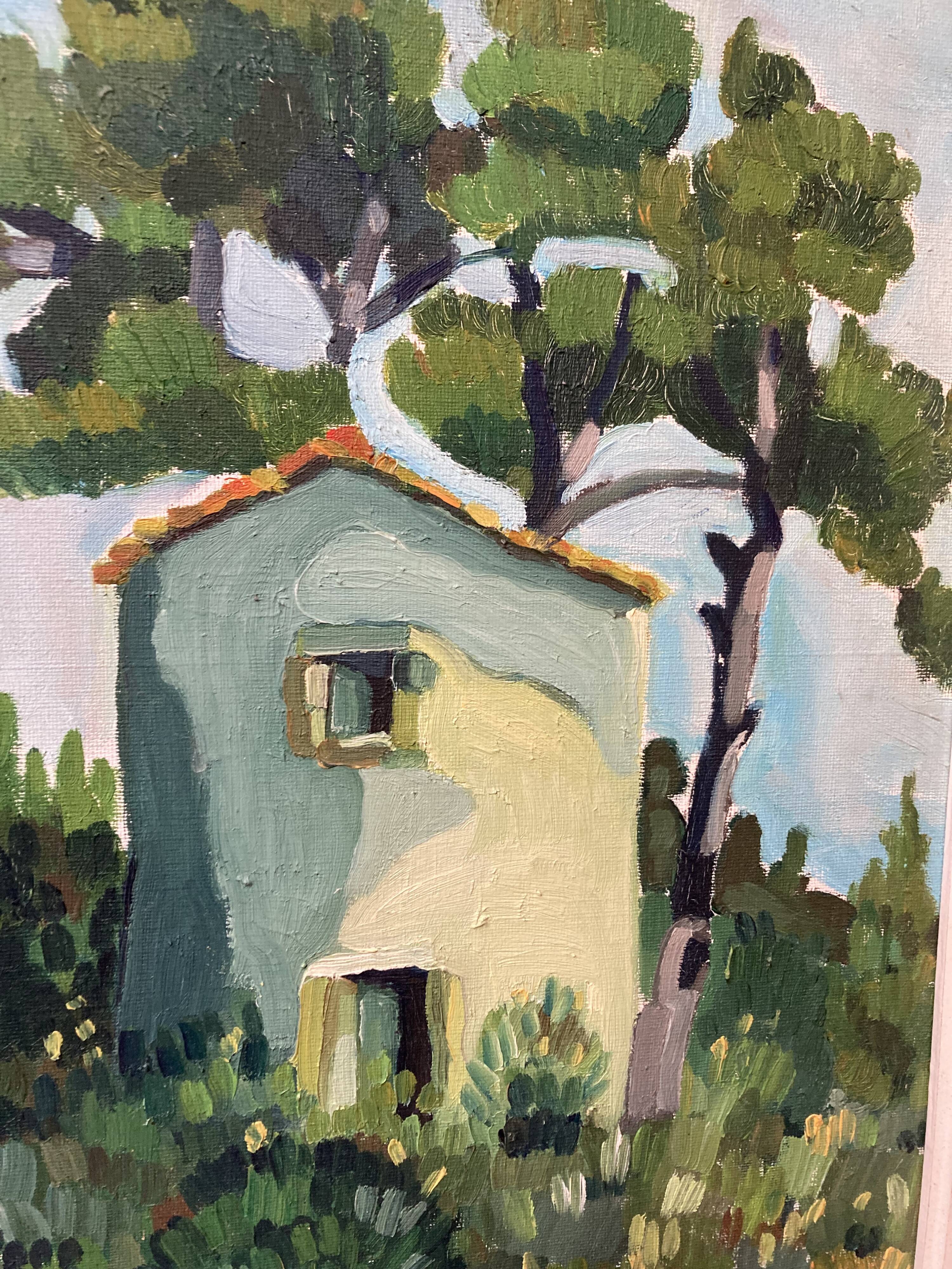 Framed oil on canvas "The Green House"