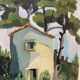 Framed oil on canvas "The Green House"