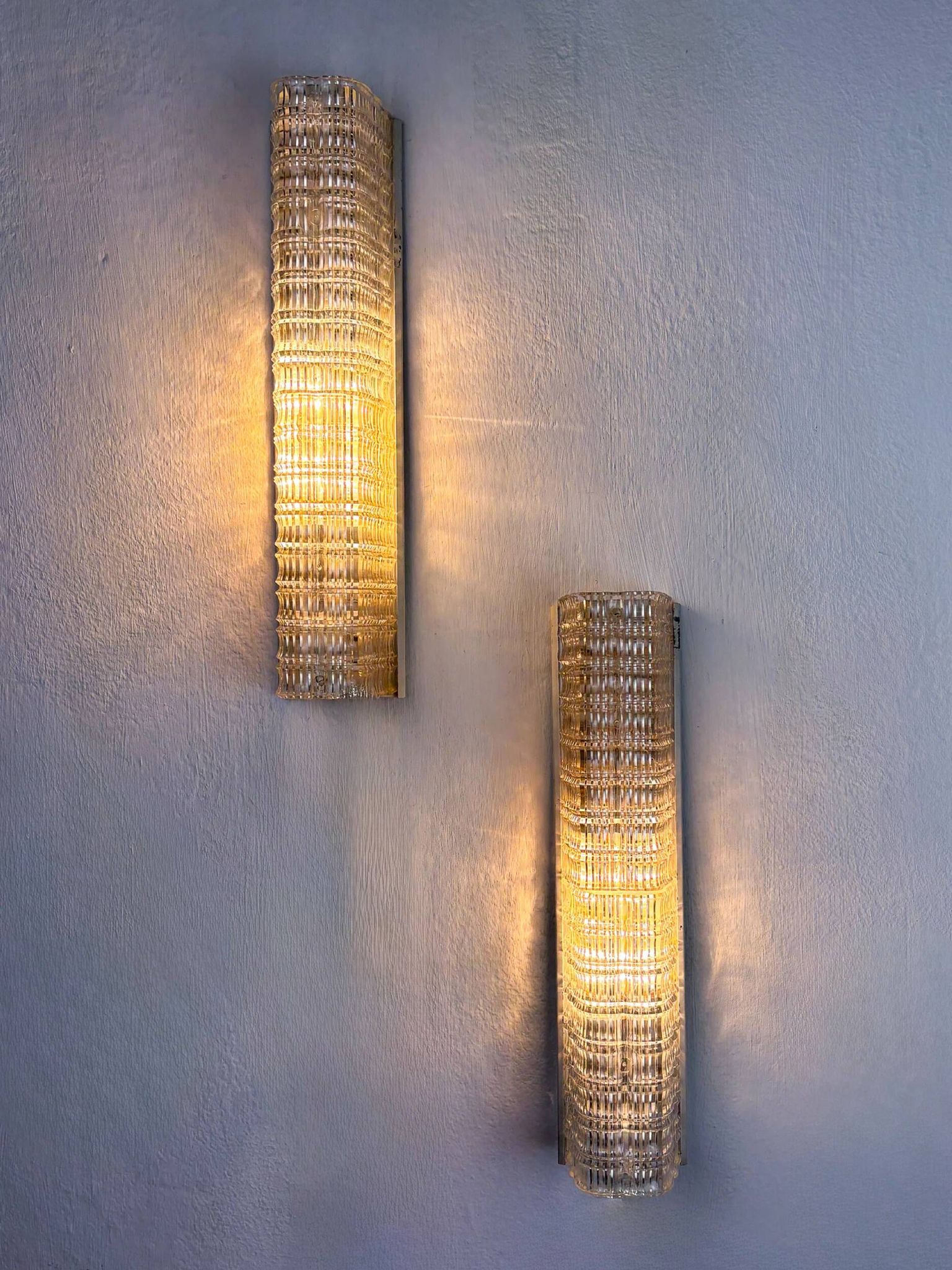 Pair of Lucite tube wall sconces by Geru Leuchten, frosted effect, Germany 1970s