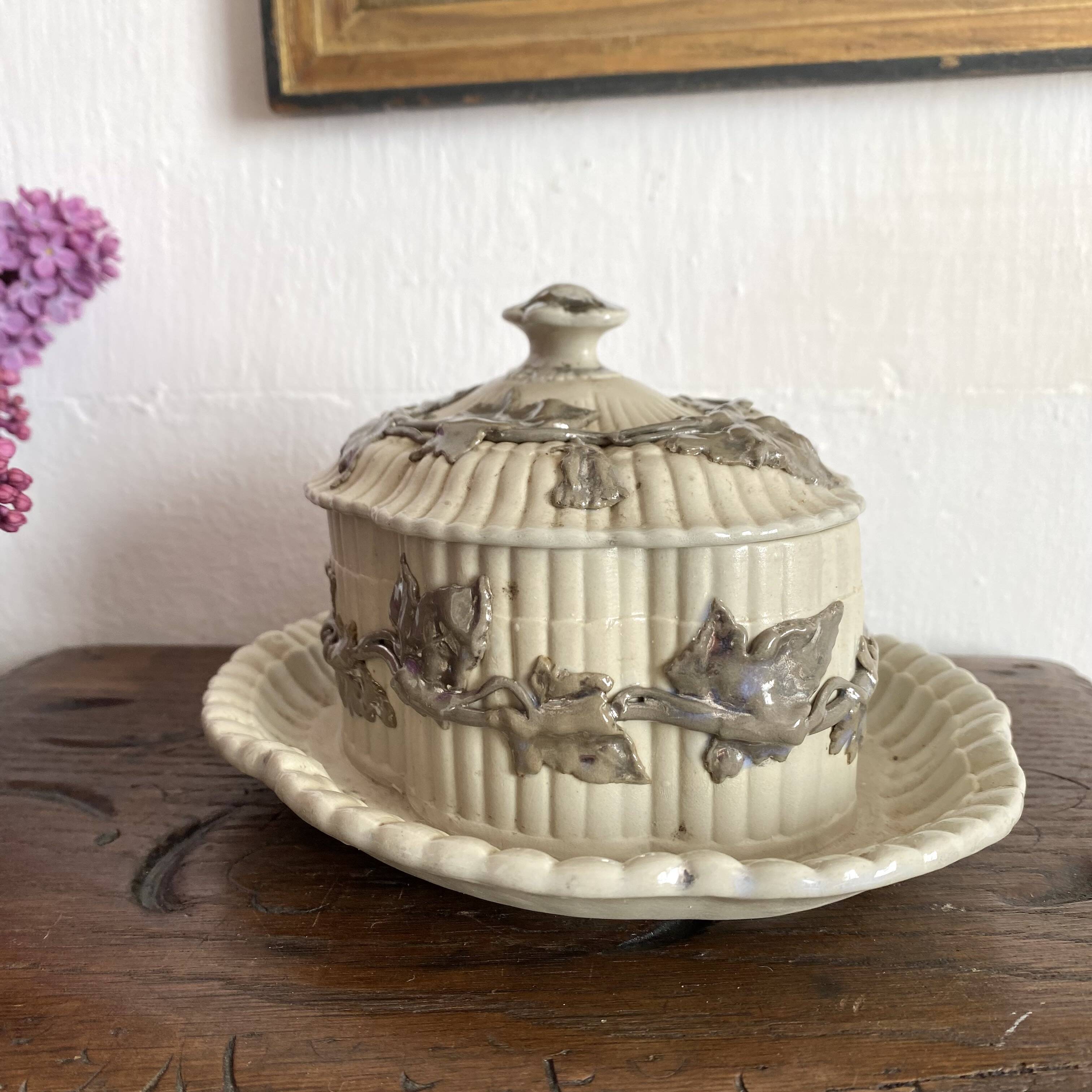 Antique Villeroy & Boch butter or sugar dish, late 19th century