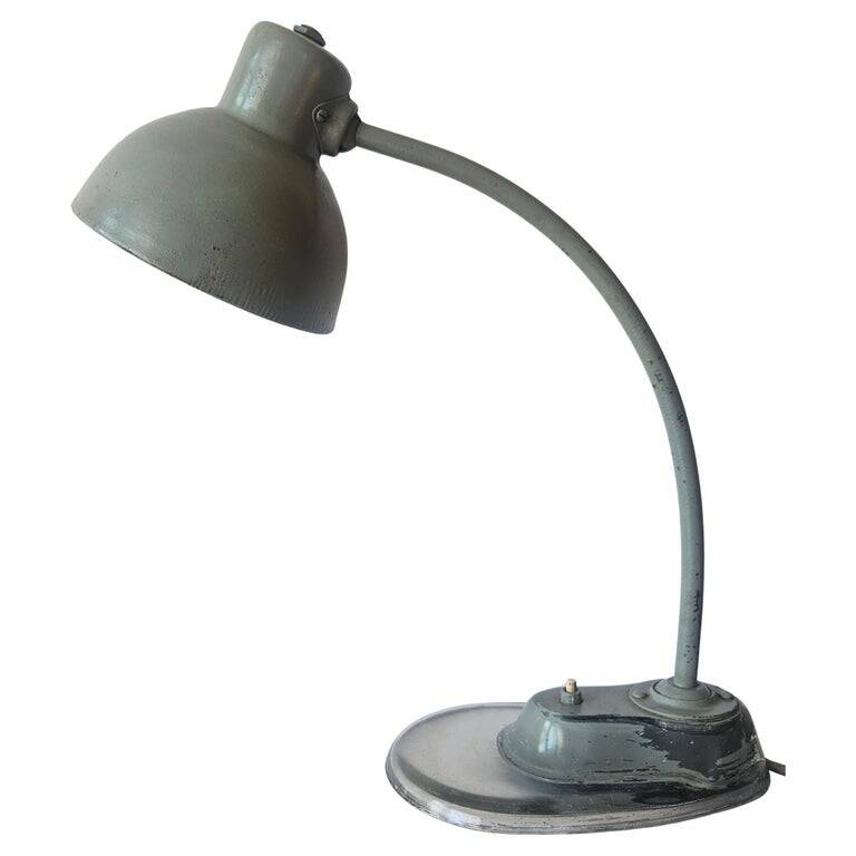 Lampe de bureau industrielle Bauhaus, Marianne Brandt, Kandem, base en verre, années 1930