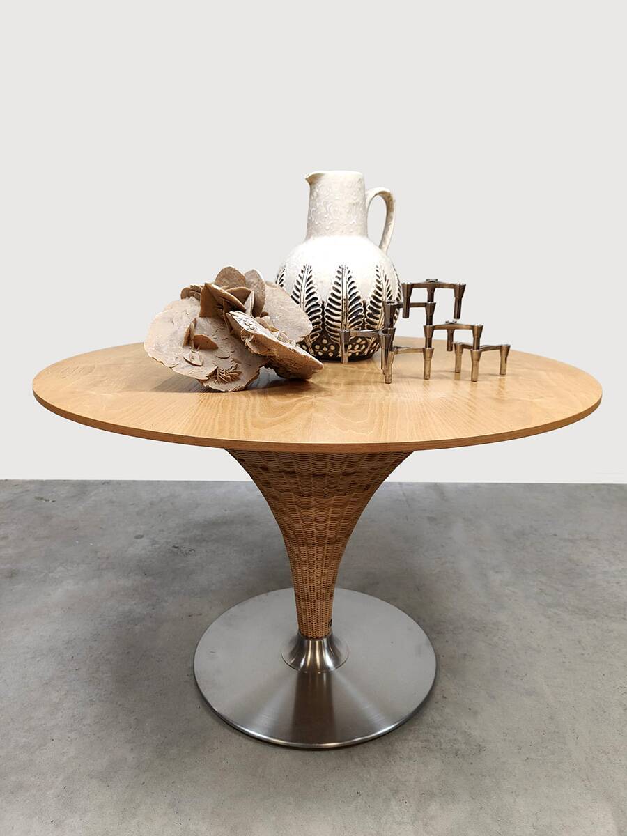 Vintage Italian Tito Agnoli wicker dining table Bonacina Pierantonio