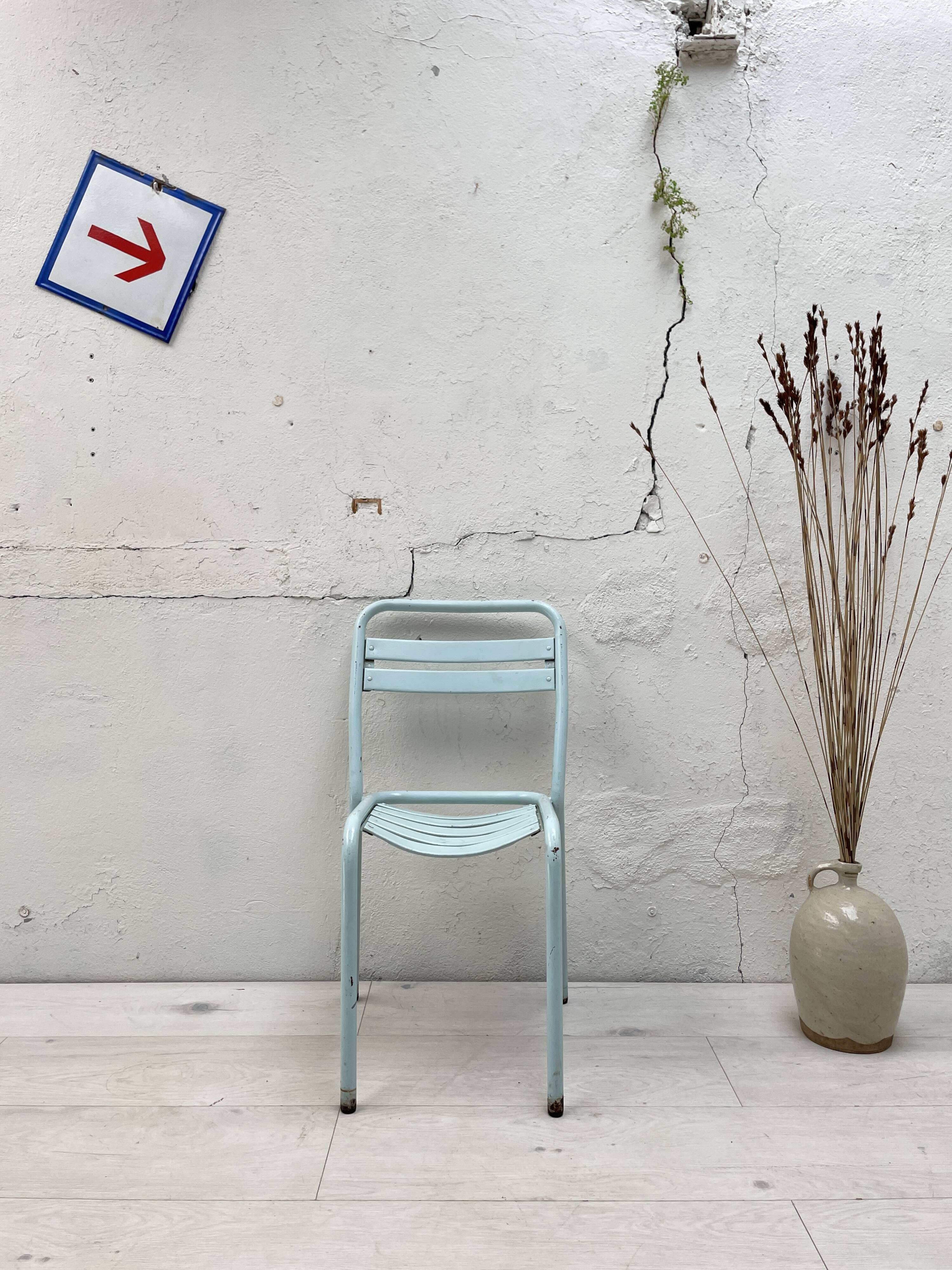 Set of four Tolix T2 chairs, circa 1950.