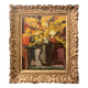 Huile sur carton - Bouquet de fleurs