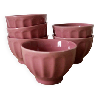 6 petits bols roses