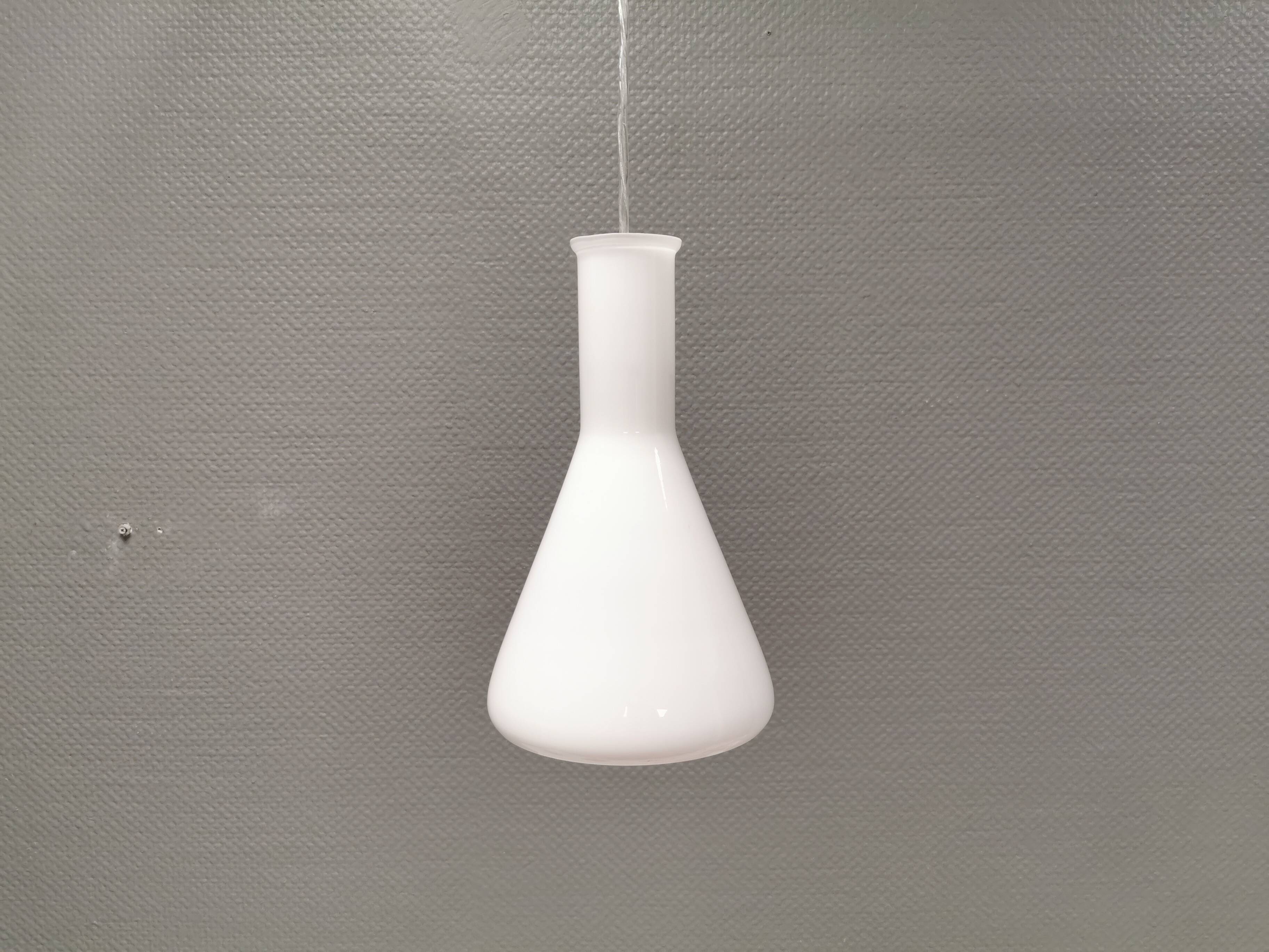 Hanging lamp in milky white glass